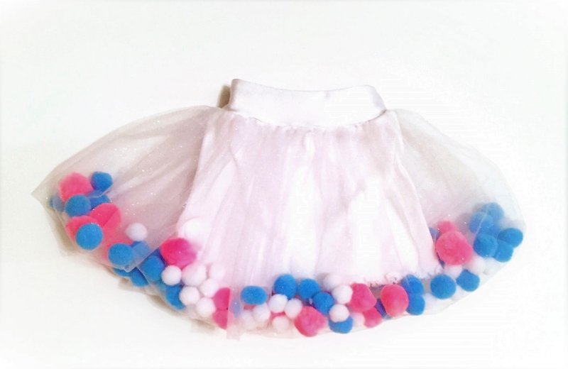 POM POM Tutu weiss-pink-blau