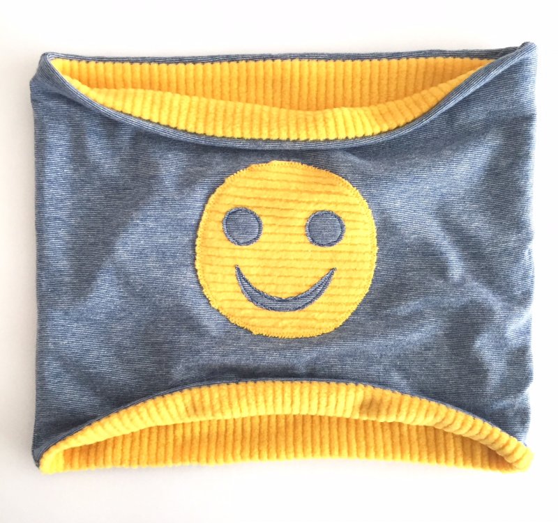 Schlauchschal Smiley grau-blau