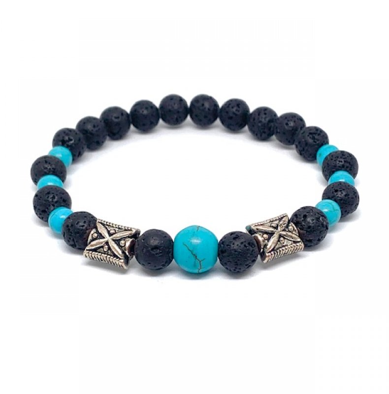Bracelet LUCKY with Lava Stone and Turquoise
