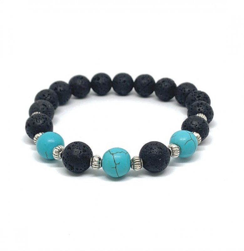 Bracelet POWER with Lava Stone and Turquoise