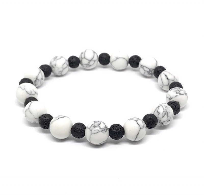 Howlite and Lava Stone Bracelet