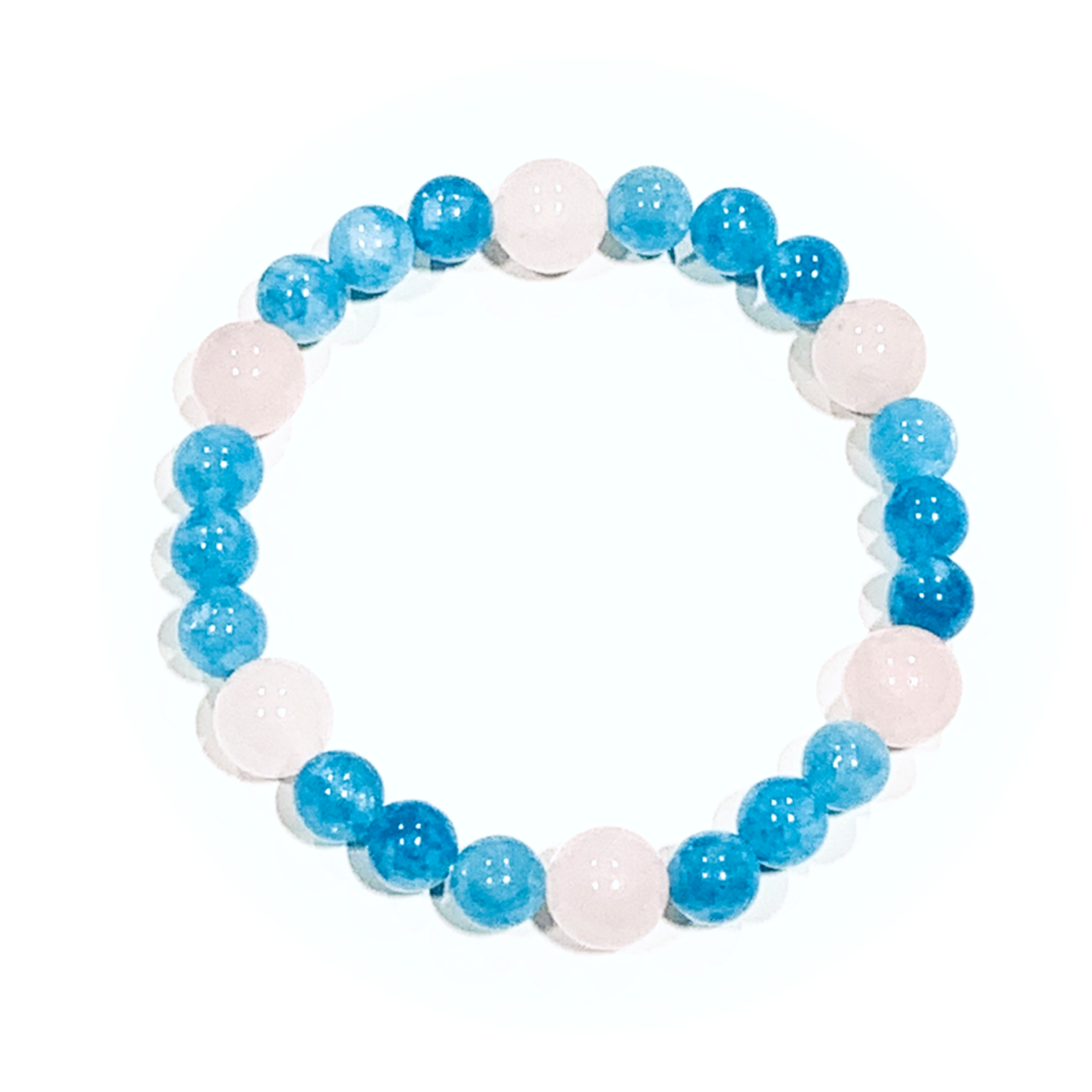 Bracelet with aquamarine and rose quartz