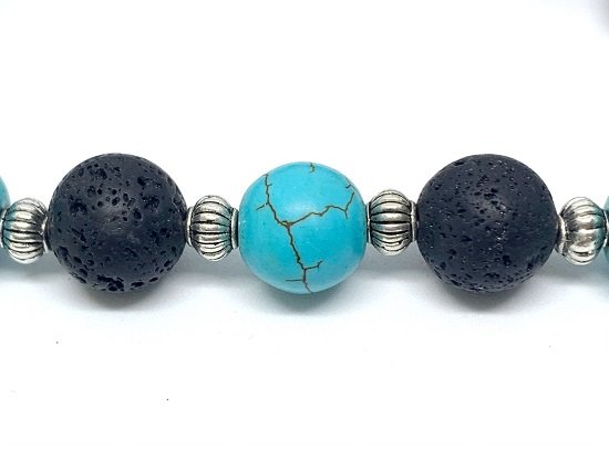 Bracelet POWER with Lava Stone and Turquoise